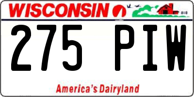 WI license plate 275PIW