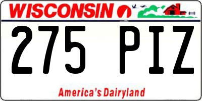WI license plate 275PIZ
