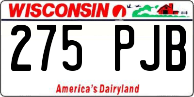 WI license plate 275PJB