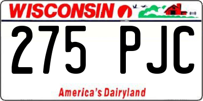 WI license plate 275PJC
