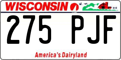 WI license plate 275PJF