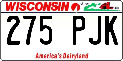 WI license plate 275PJK