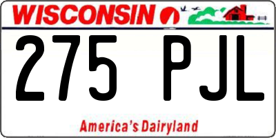 WI license plate 275PJL