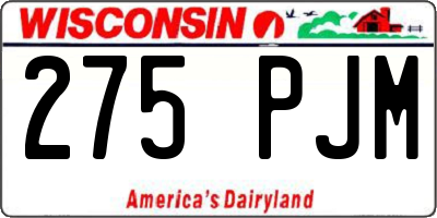 WI license plate 275PJM