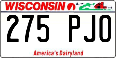 WI license plate 275PJO