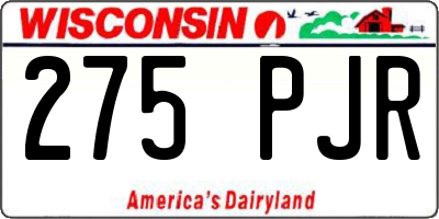 WI license plate 275PJR