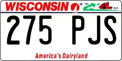 WI license plate 275PJS