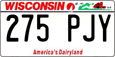 WI license plate 275PJY