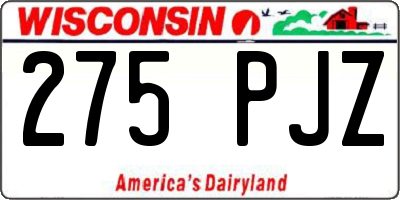 WI license plate 275PJZ