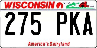 WI license plate 275PKA