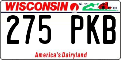 WI license plate 275PKB