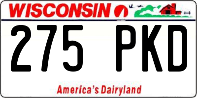 WI license plate 275PKD
