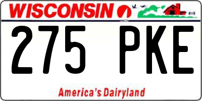 WI license plate 275PKE