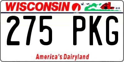 WI license plate 275PKG