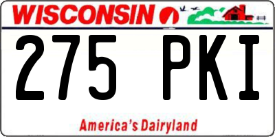WI license plate 275PKI