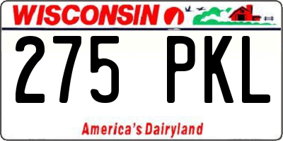 WI license plate 275PKL