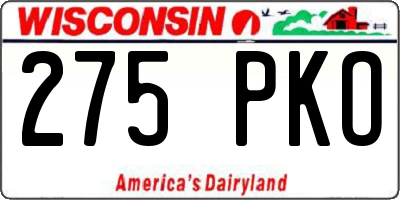 WI license plate 275PKO