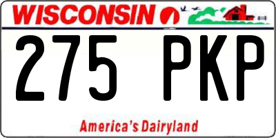 WI license plate 275PKP