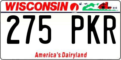 WI license plate 275PKR
