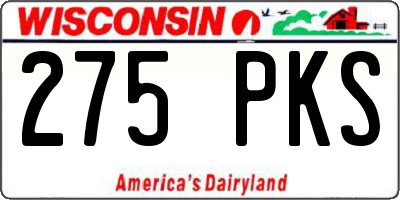 WI license plate 275PKS