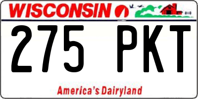 WI license plate 275PKT