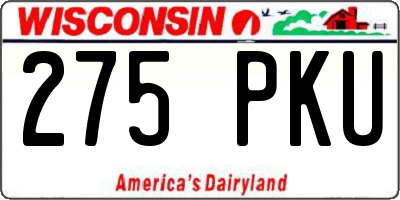 WI license plate 275PKU