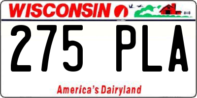 WI license plate 275PLA