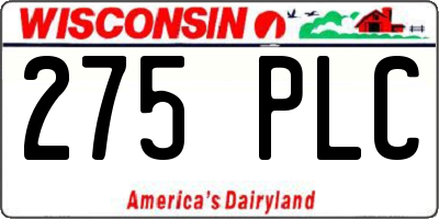 WI license plate 275PLC