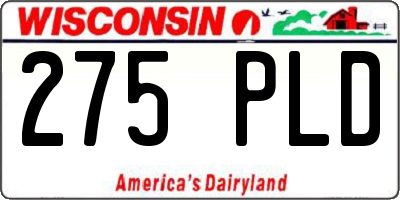 WI license plate 275PLD