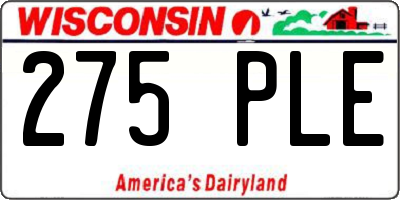 WI license plate 275PLE