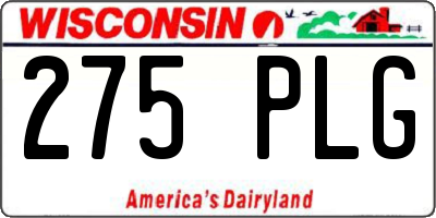 WI license plate 275PLG