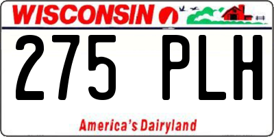 WI license plate 275PLH