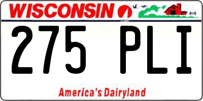 WI license plate 275PLI