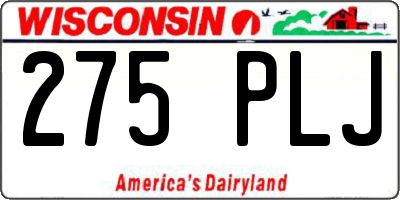 WI license plate 275PLJ