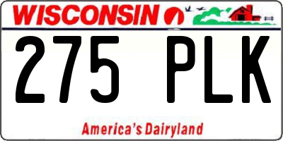 WI license plate 275PLK