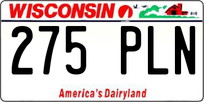 WI license plate 275PLN