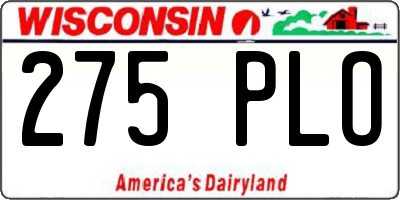 WI license plate 275PLO