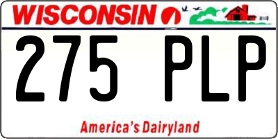 WI license plate 275PLP