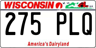 WI license plate 275PLQ