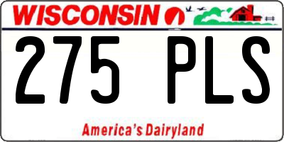 WI license plate 275PLS