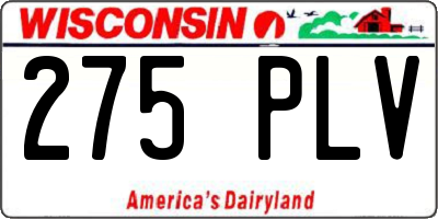 WI license plate 275PLV