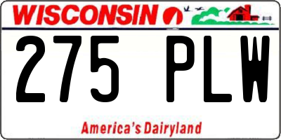 WI license plate 275PLW