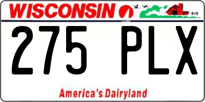 WI license plate 275PLX