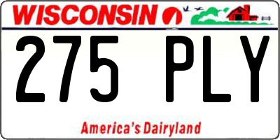WI license plate 275PLY
