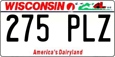 WI license plate 275PLZ