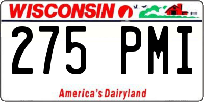 WI license plate 275PMI