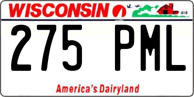 WI license plate 275PML