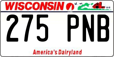 WI license plate 275PNB