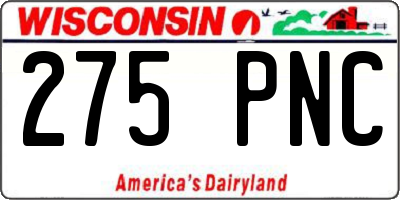 WI license plate 275PNC
