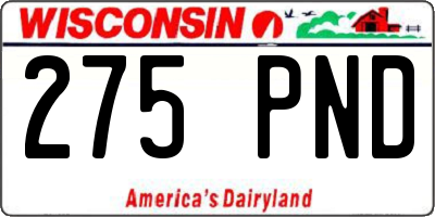 WI license plate 275PND